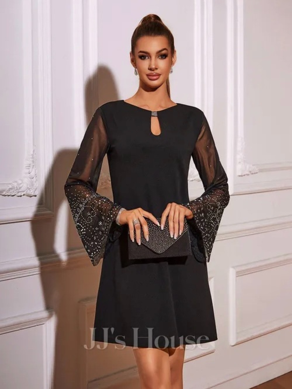 NWT JJ's House Galadriel Black Stretch Crepe Mini Dress